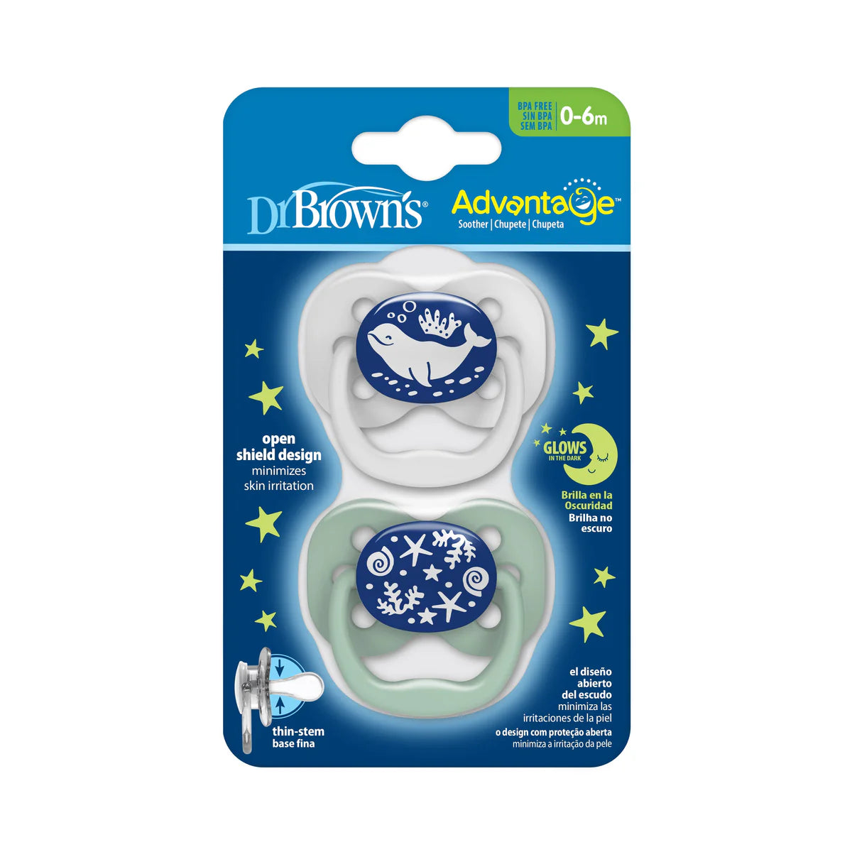dr browns advantage pacifier 0-6m blue orthodontic soother
