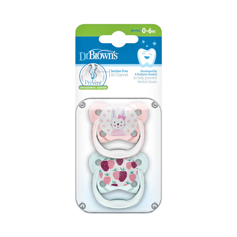 dr browns prevent baby soothers 0-6m 2 pack orthodontic pacifier girl