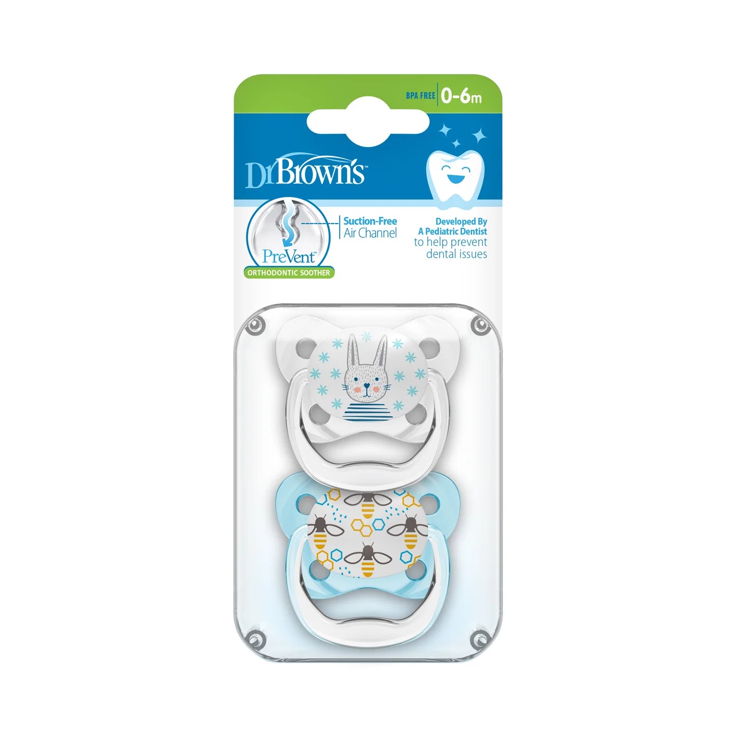 dr browns prevent baby soothers 0-6m 2 pack orthodontic pacifier boy