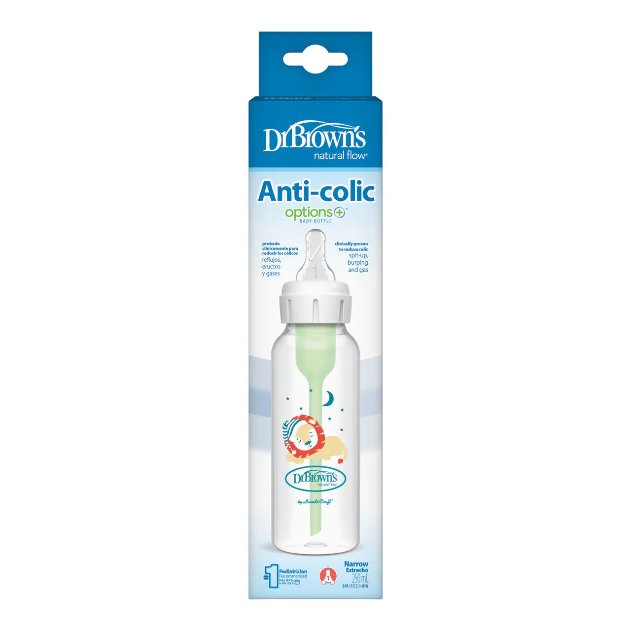dr browns narrow neck baby bottle 250ml lion anti colic