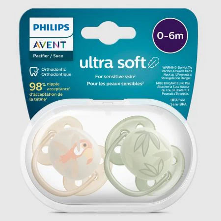philips avent ultra soft soothers 0-6m 2 pack orthodontic pacifier boy