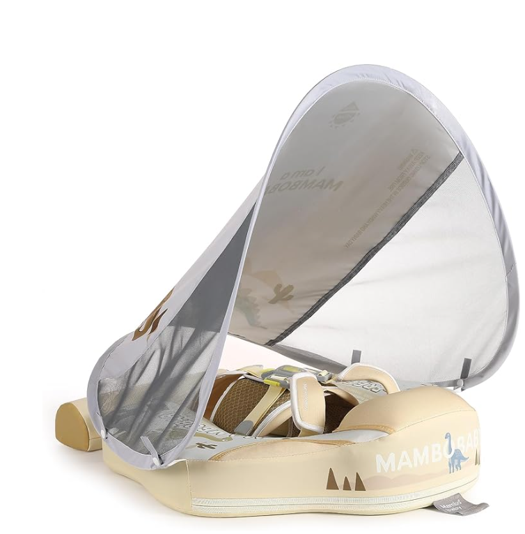 Mambobaby Non-Inflatable Chest Baby Float with Canopy - Dinosaur