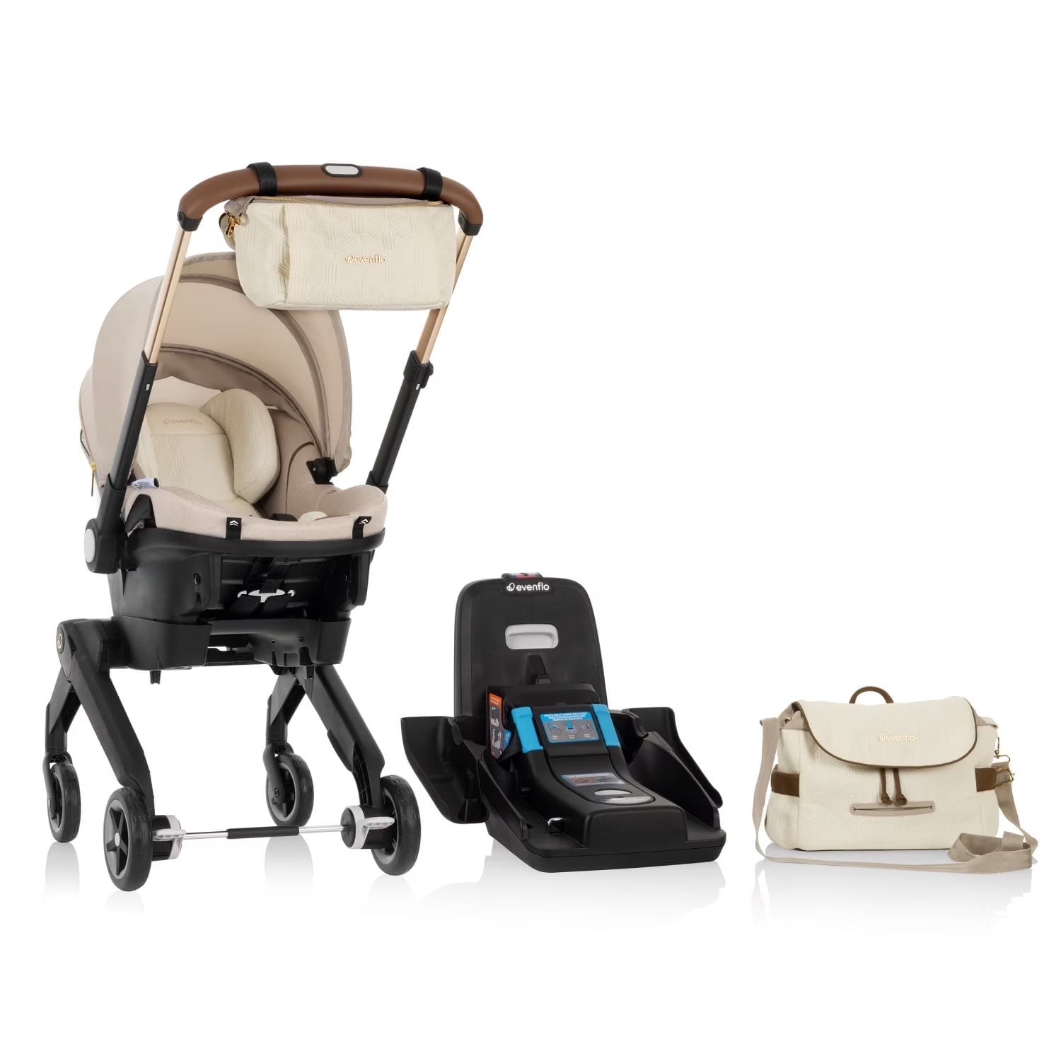 evenflo shyft dualride carseat + stroller champagne