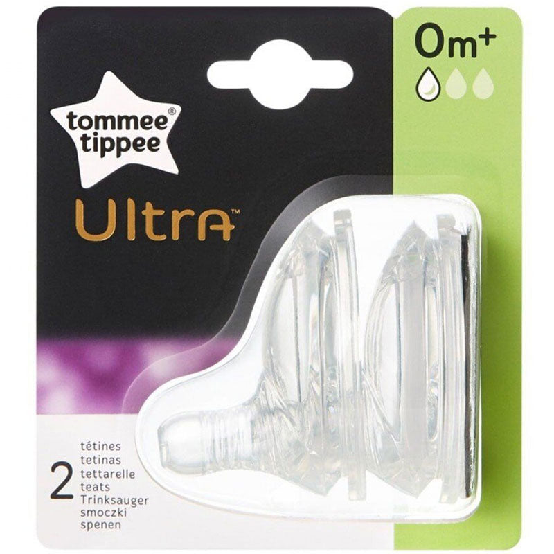 tommee tippee ultra slow flow bottle teats 0m+ newborn 2 pack