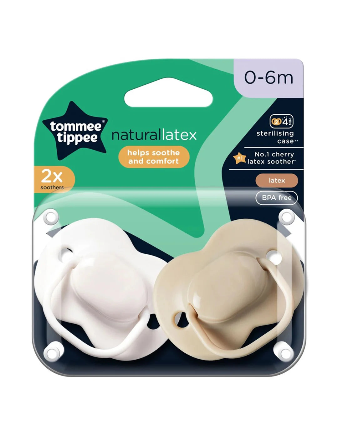 tommee tippee cherry latex soothers 0-6m 2 pack