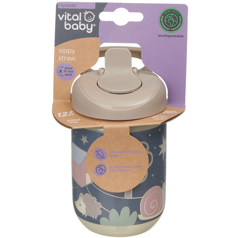 vital baby woodland glow sippy straw 350ml