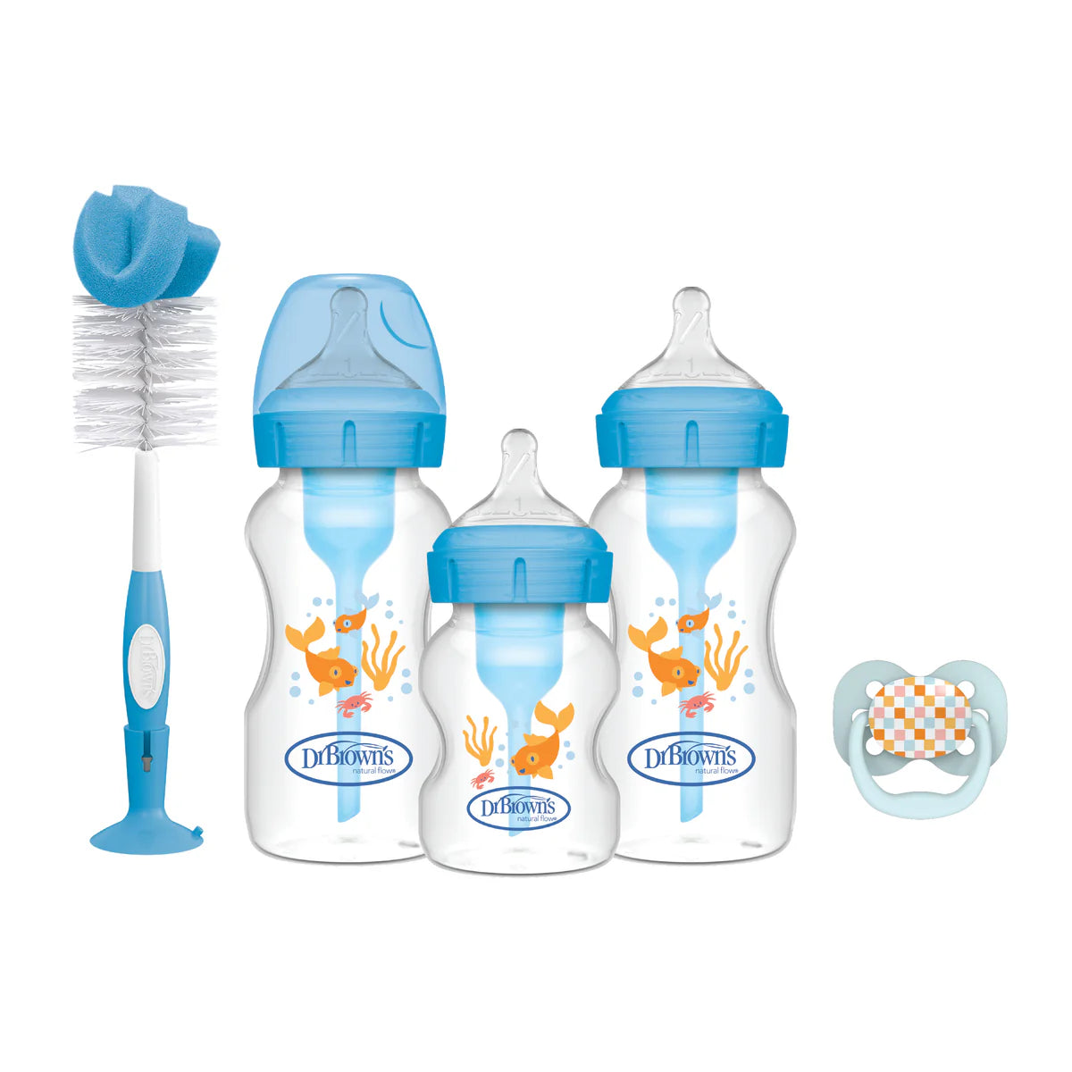 dr browns options+ baby bottle gift set blue anti colic starter set