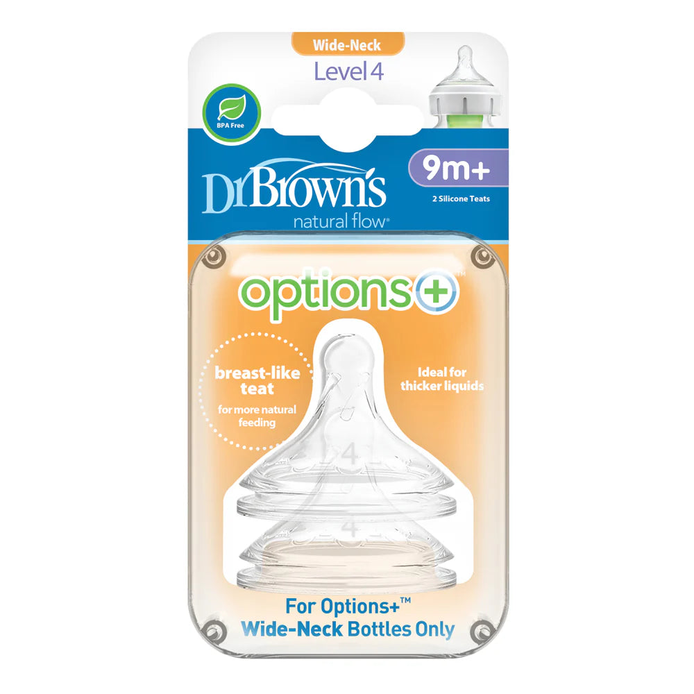 dr browns options+ wide neck bottle nipples level 4 9m+ 2 pack