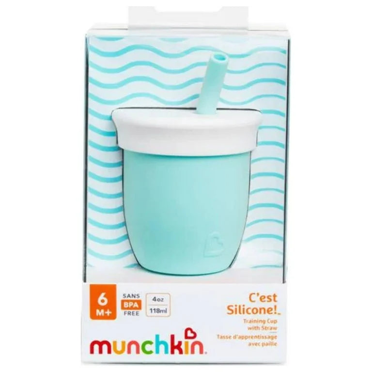 munchkin silicone training cup with straw mint 4oz toddler cup