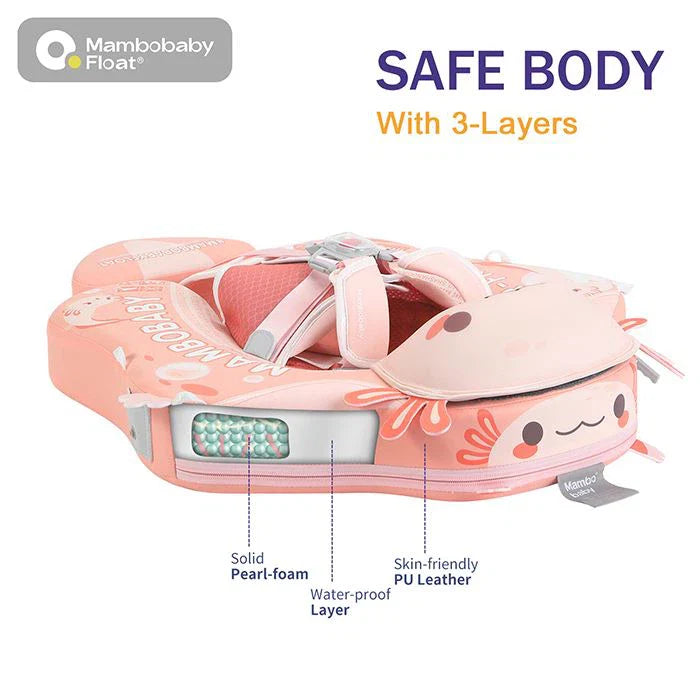 Mambobaby Non-Inflatable Chest Baby Float with Canopy - Axolotl Green