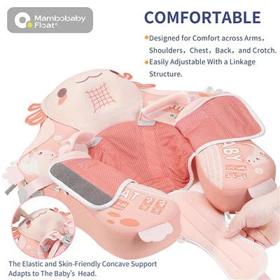 Mambobaby Non-Inflatable Chest Baby Float with Canopy - Axolotl Pink