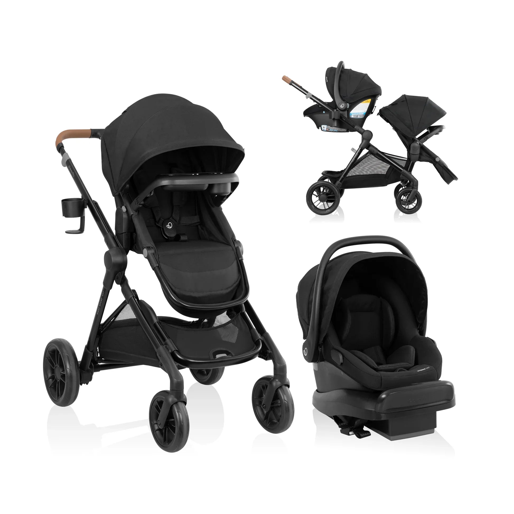 Evenflo Pivot Xpand NXT Travel System with LiteMax NXT Infant Car Seat | Single to Double Stroller