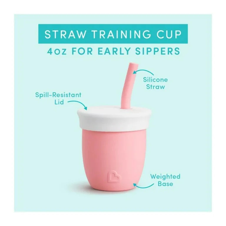 munchkin silicone training cup with straw coral 4oz toddler cup