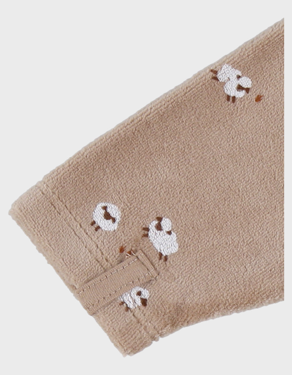 Noukie’s Fluffy Beige Velour Baby Pajamas – Newborn 0M