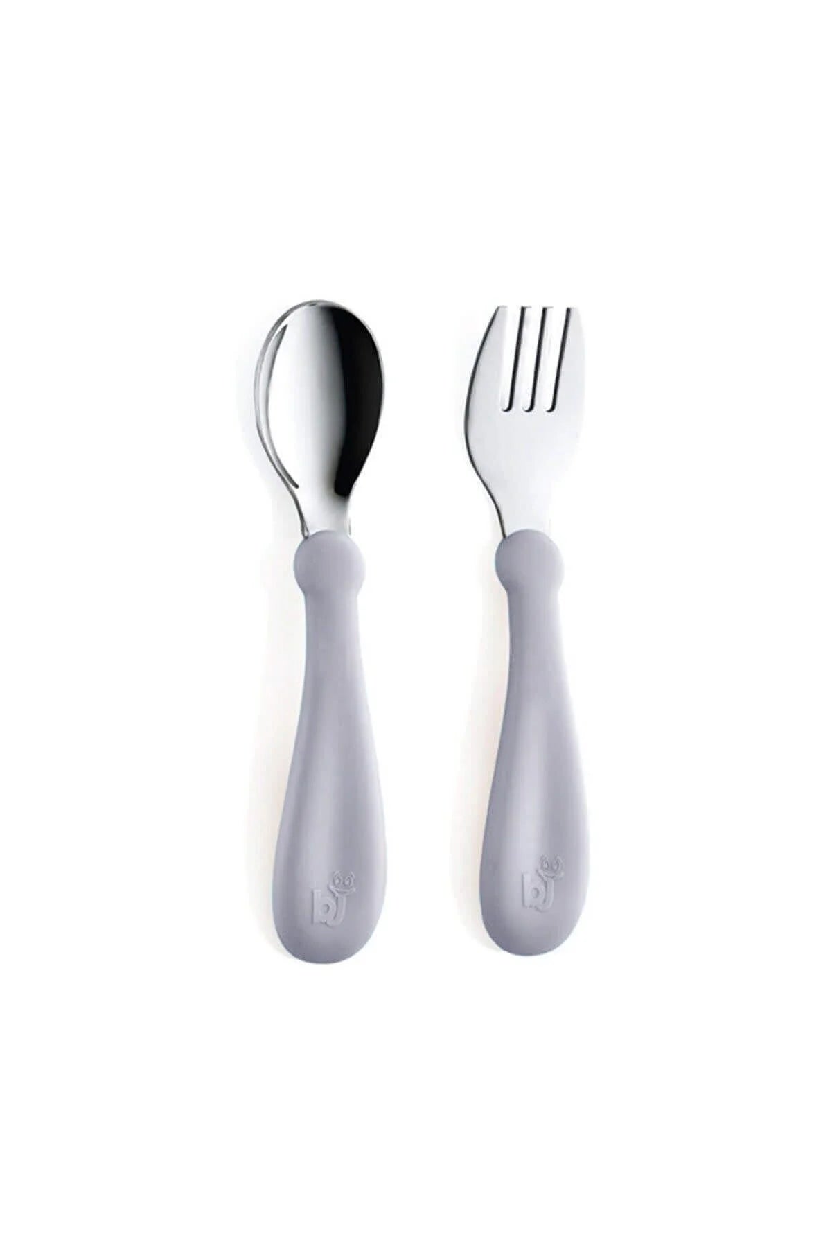 babyjem steel spoon and fork grey