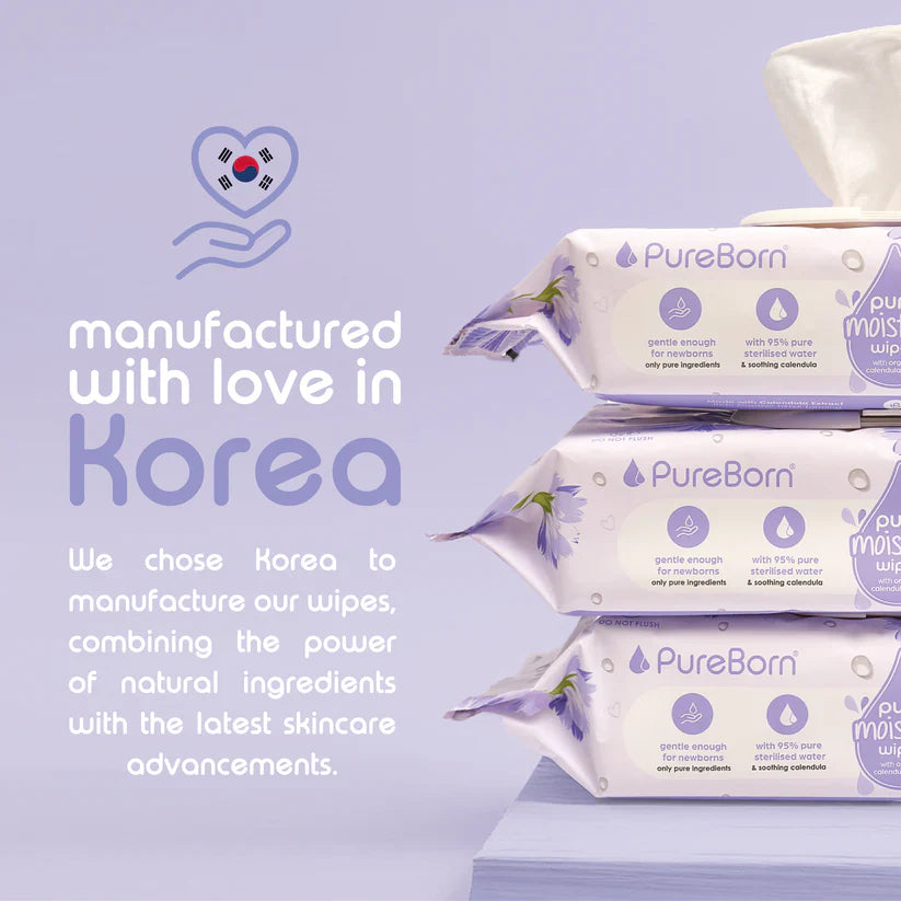Pureborn Pure Moisture Wipes With Organic Calendula Lotion - 60 PCS