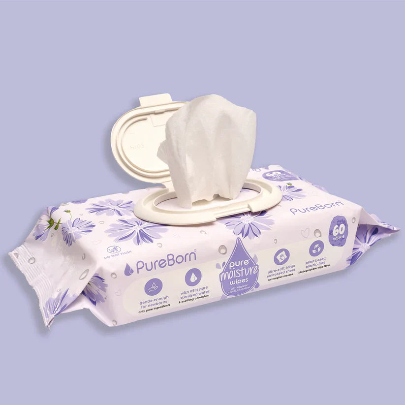 Pureborn Pure Moisture Wipes With Organic Calendula Lotion - 60 PCS
