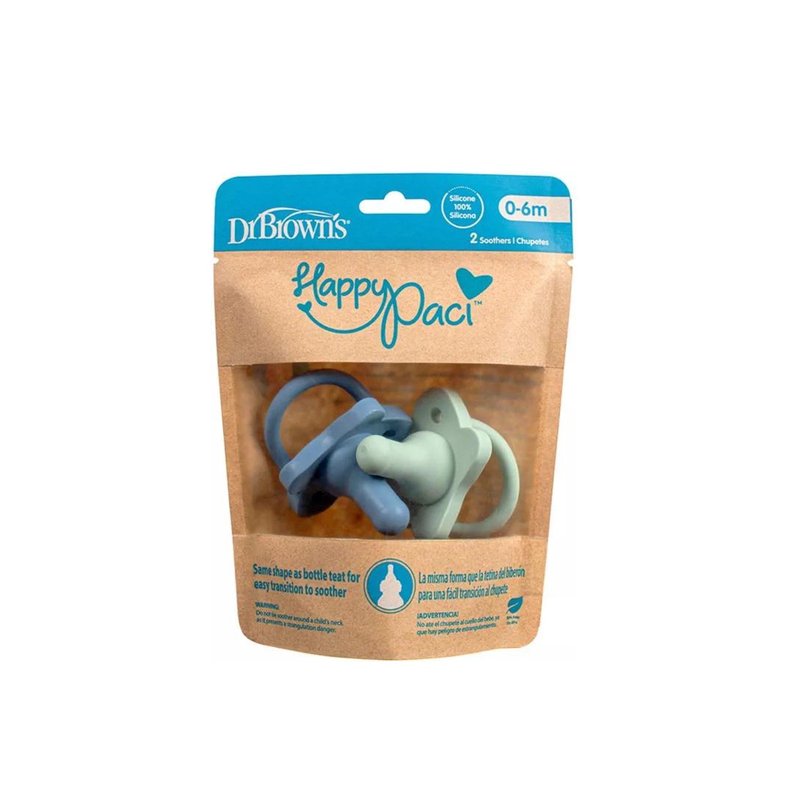 dr browns happy paci pacifiers 0-6m 2 pack blue green orthodontic soother