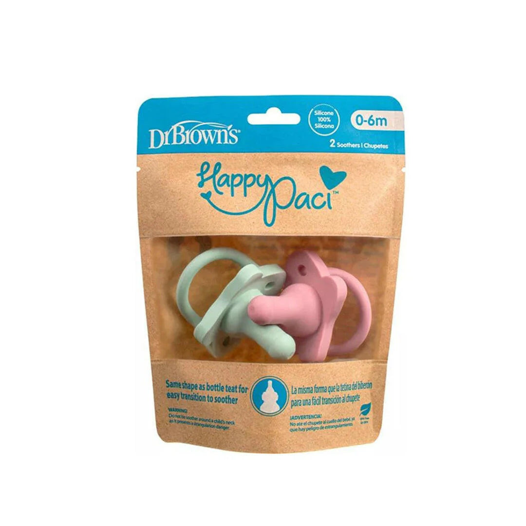 dr browns happy paci pacifiers 0-6m 2 pack pink green orthodontic soother