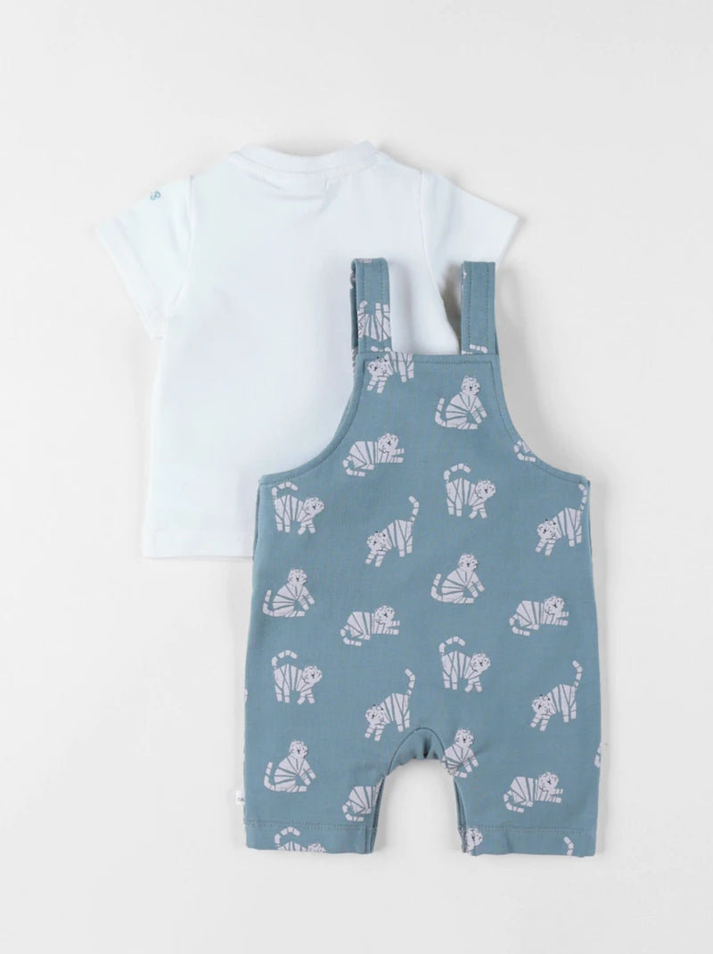 Nookies Set Dungarees With T-Shirt French Terry -Tiger (6M)