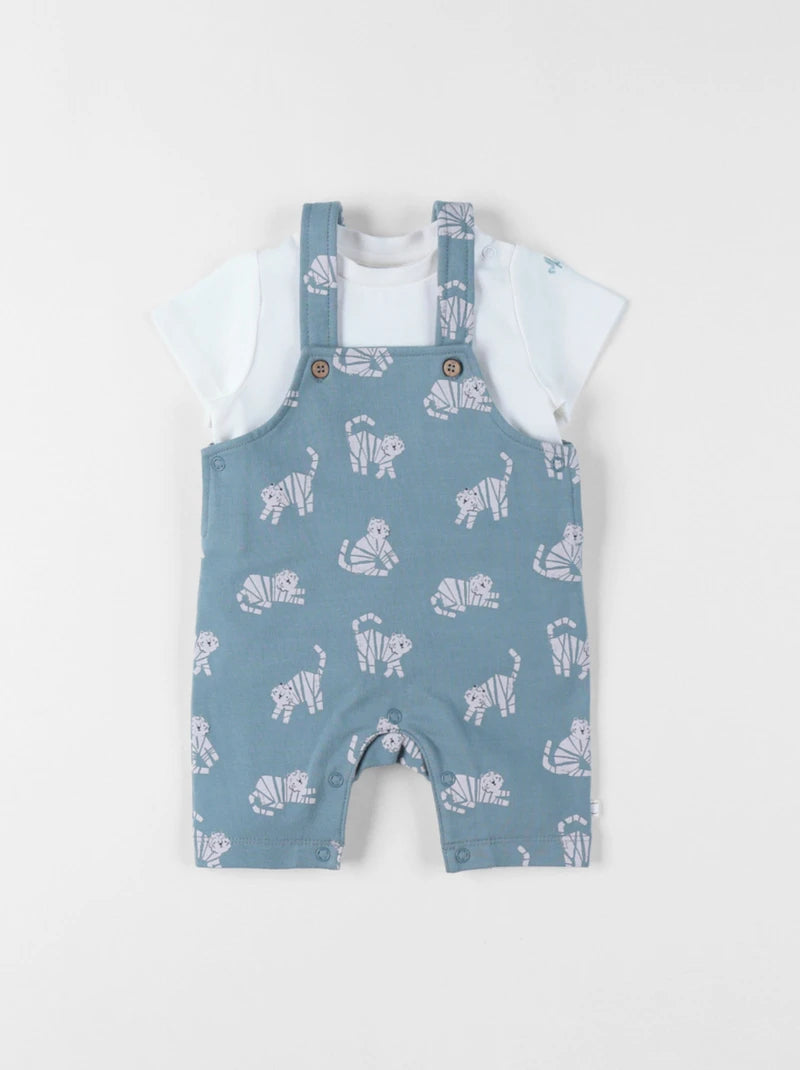 Nookies Set Dungarees With T-Shirt French Terry -Tiger (6M)