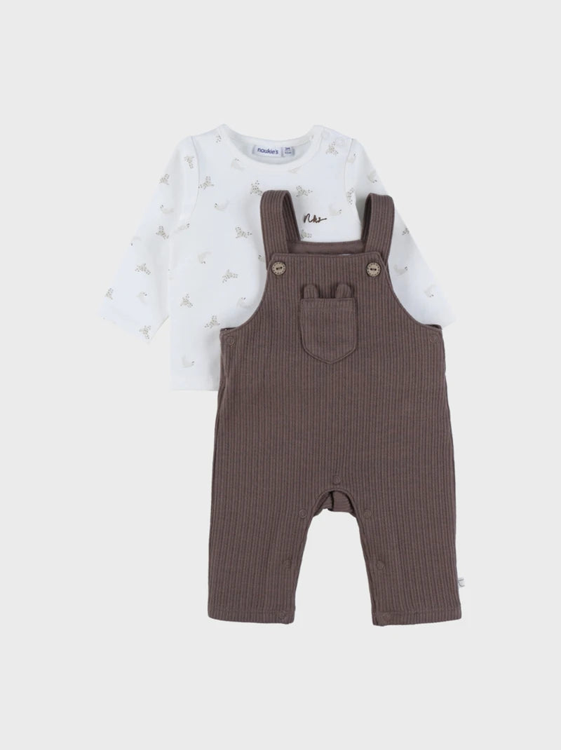Nookies Set Tshirt +Dungaree Brown Trousseau - 3M