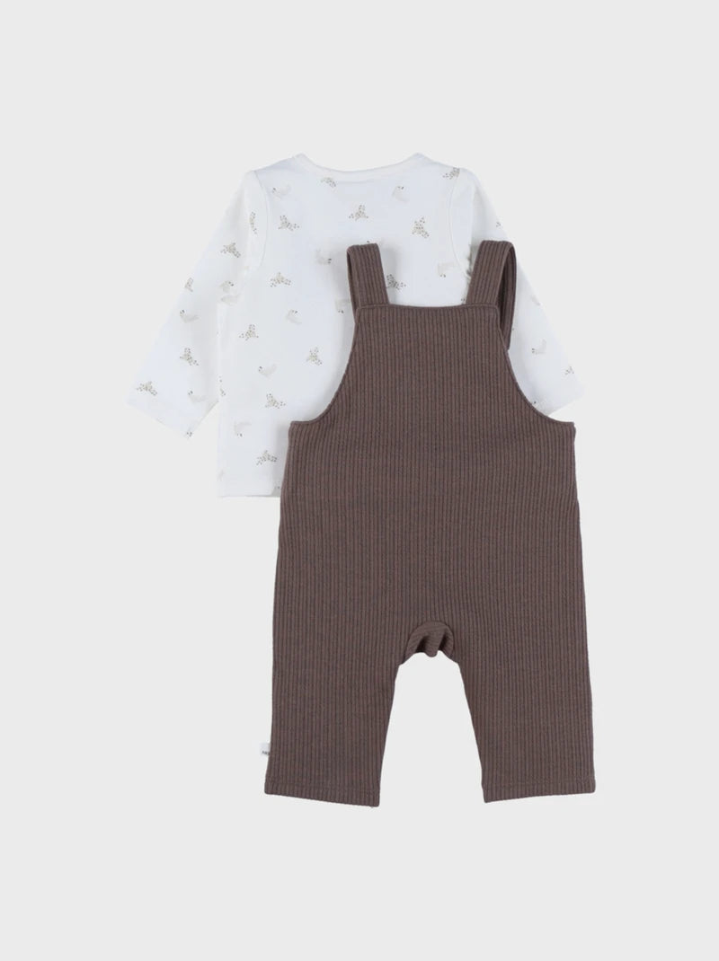 Nookies Set Tshirt +Dungaree Brown Trousseau - 3M