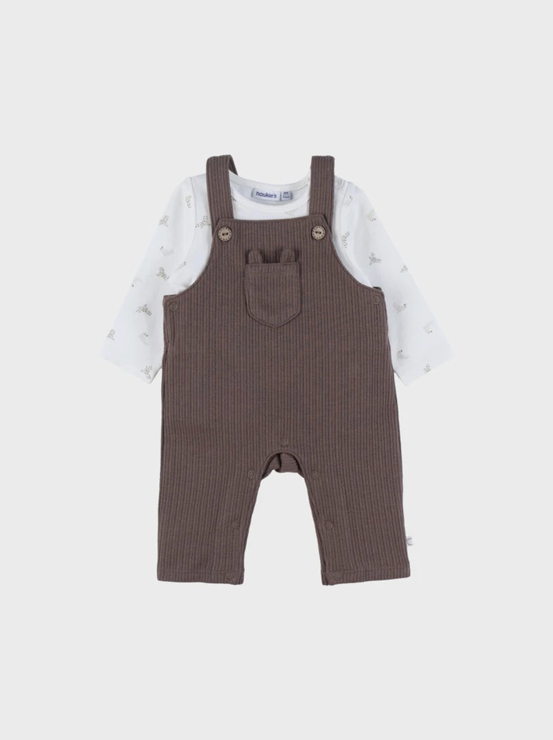 Nookies Set Tshirt +Dungaree Brown Trousseau - 3M