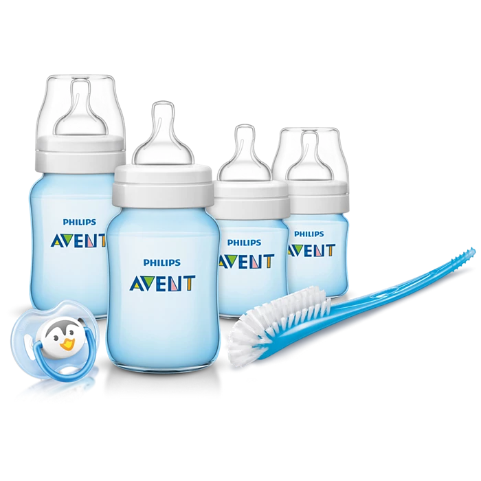 philips avent natural newborn gift set 6 piece blue baby bottle set