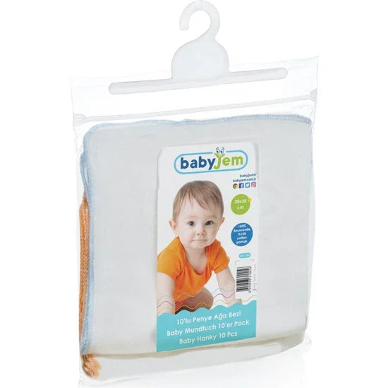 Babyjem Baby Cotton Hanky Set – 10 Pieces 20x20 cm White