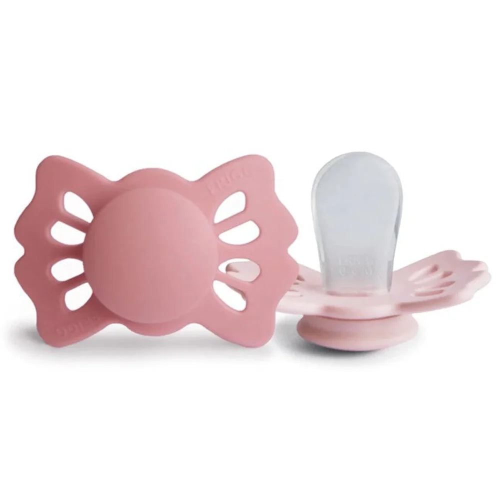 frigg lucky silicone pacifier 0-6m 2-pack cedar* pink