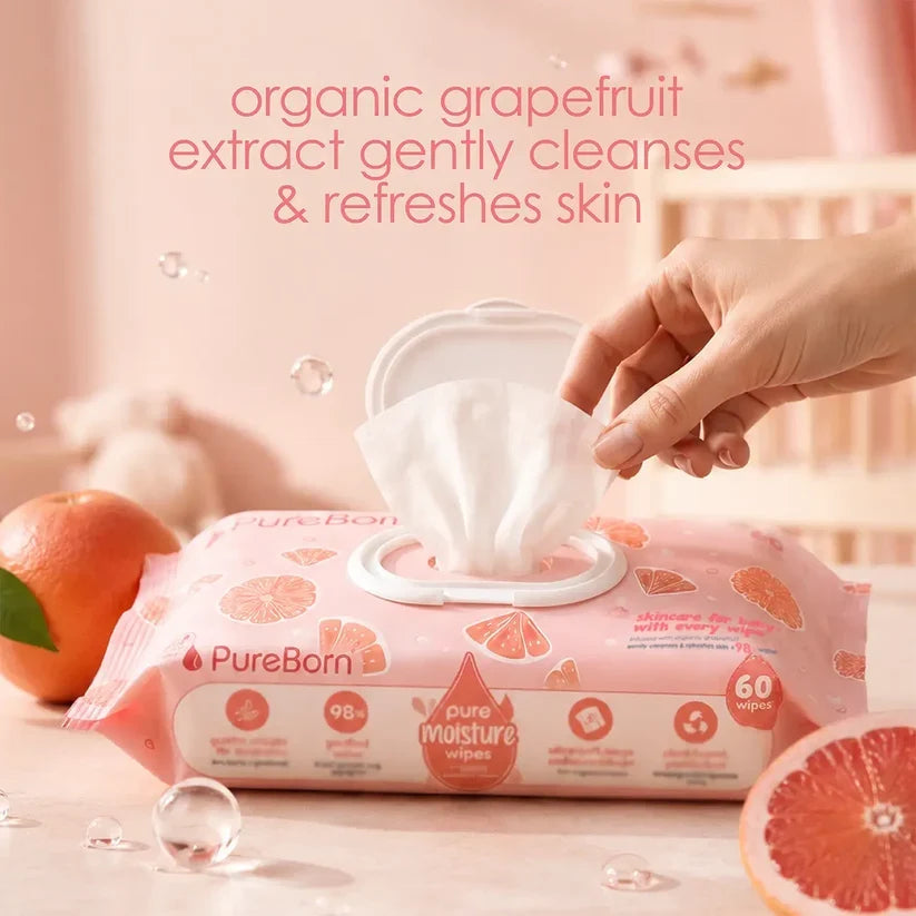 Pureborn Pure Moisture Baby Wipes with Organic Grapefruit Extract