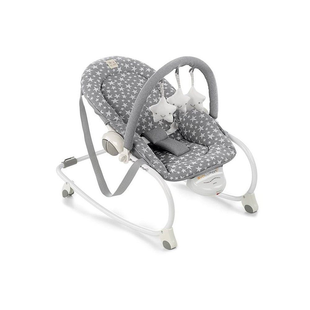jane evolution baby bouncer rocker grey stars newborn seat