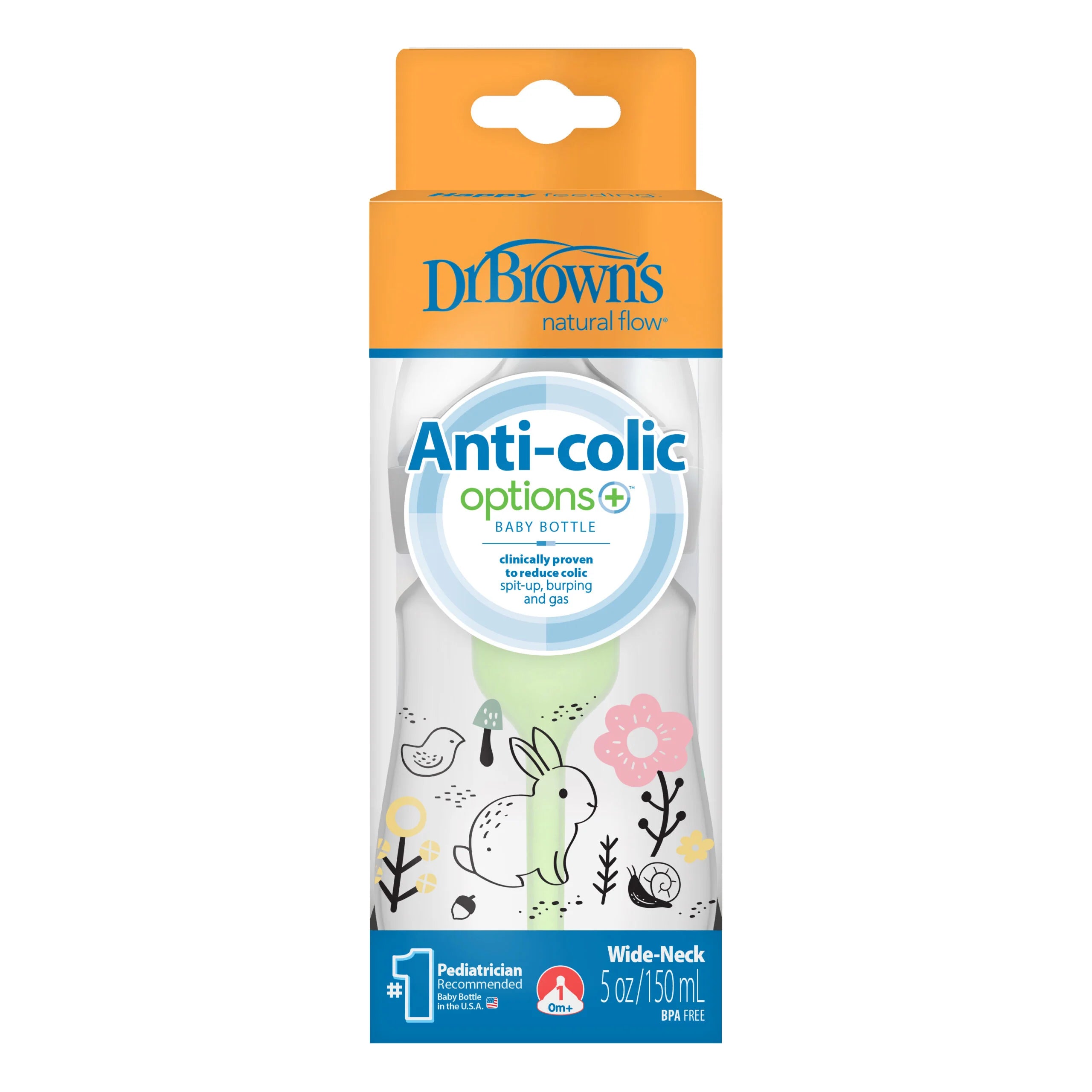 dr browns options+ baby bottle 150ml woodland bunny anti colic