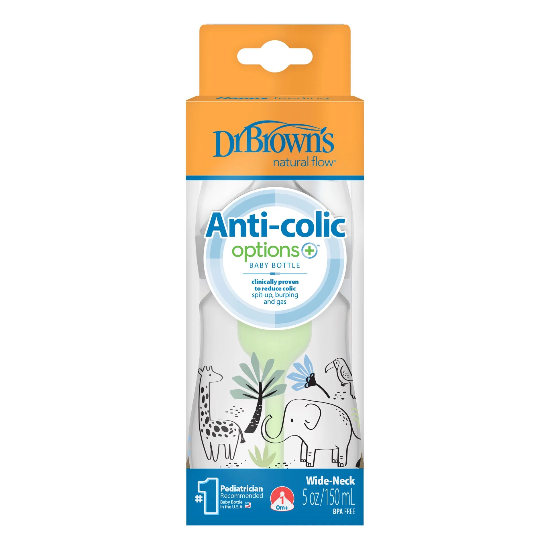 dr browns options+ baby bottle 150ml jungle elephant anti colic