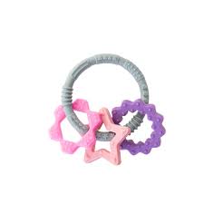 babyjem silicone teether ring pink baby teething toy