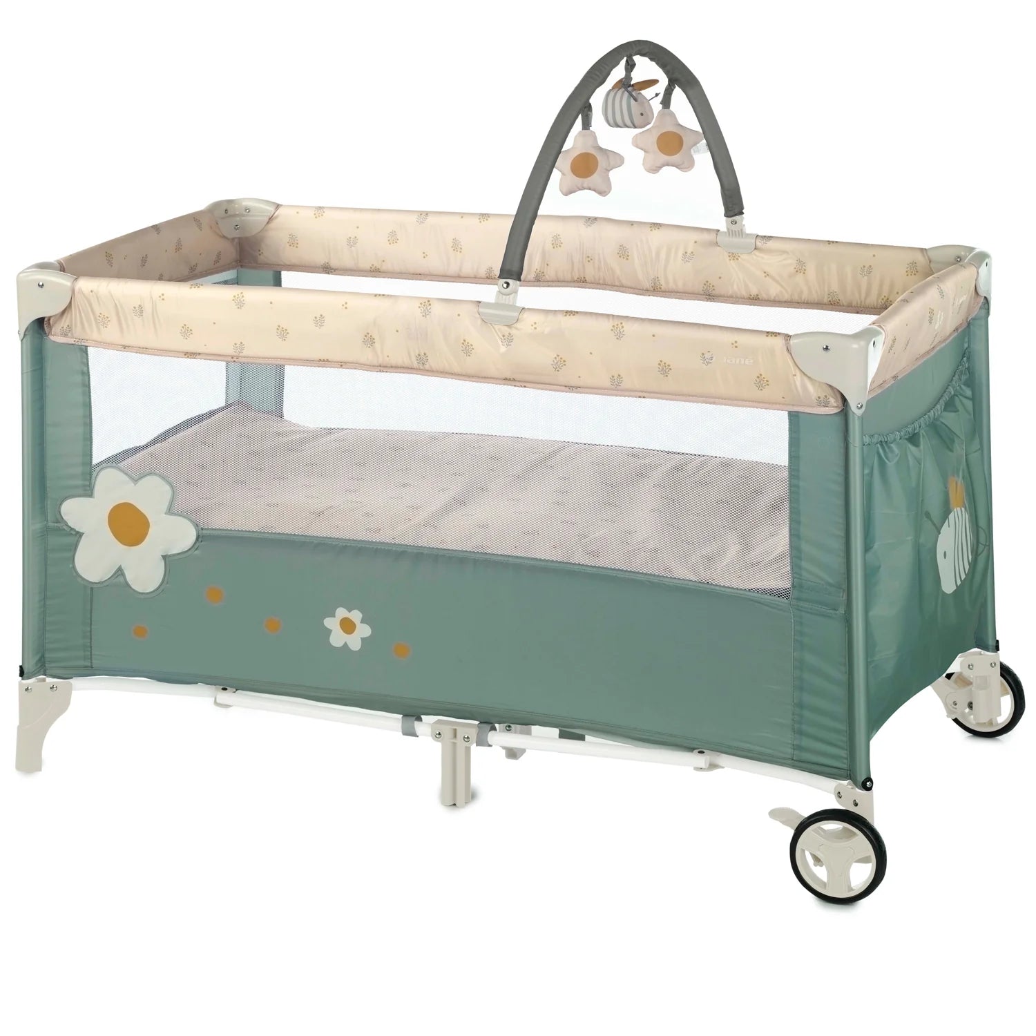 jane travel cot two level with toys botanic u78 baby travel crib