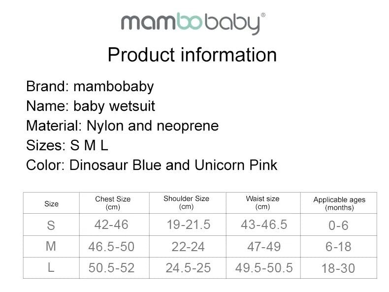 Mambobaby Baby Thermal Wetsuit - Pink Unicorn Small