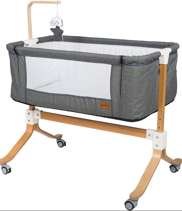 wellgro monodi bedside bassinet grey next to me crib