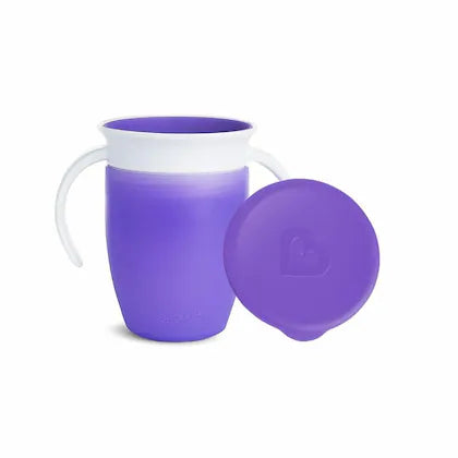 munchkin 7oz purple miracle trainer cup with lid