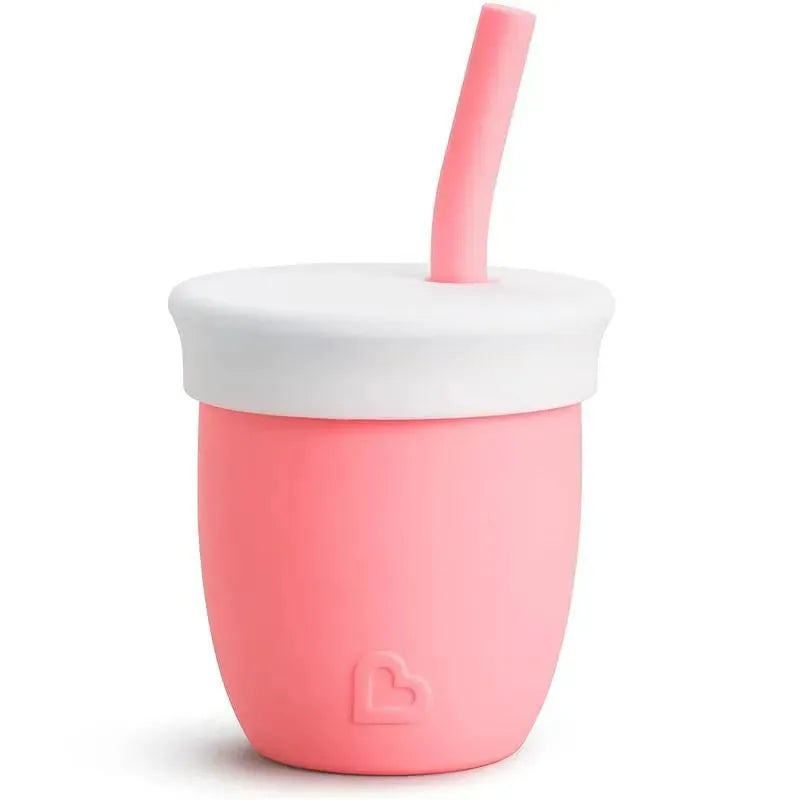munchkin silicone training cup with straw coral 4oz toddler cup