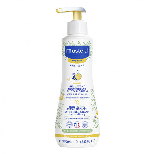 mustela cold cream cleansing gel 300ml baby body wash dry skin
