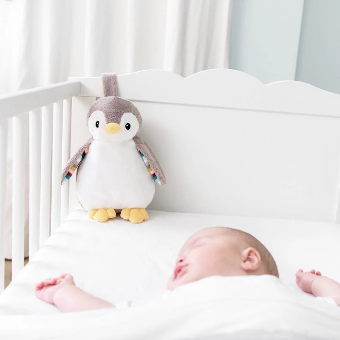 zazu phoebe penguin plush sleep soother with sound machine and night light