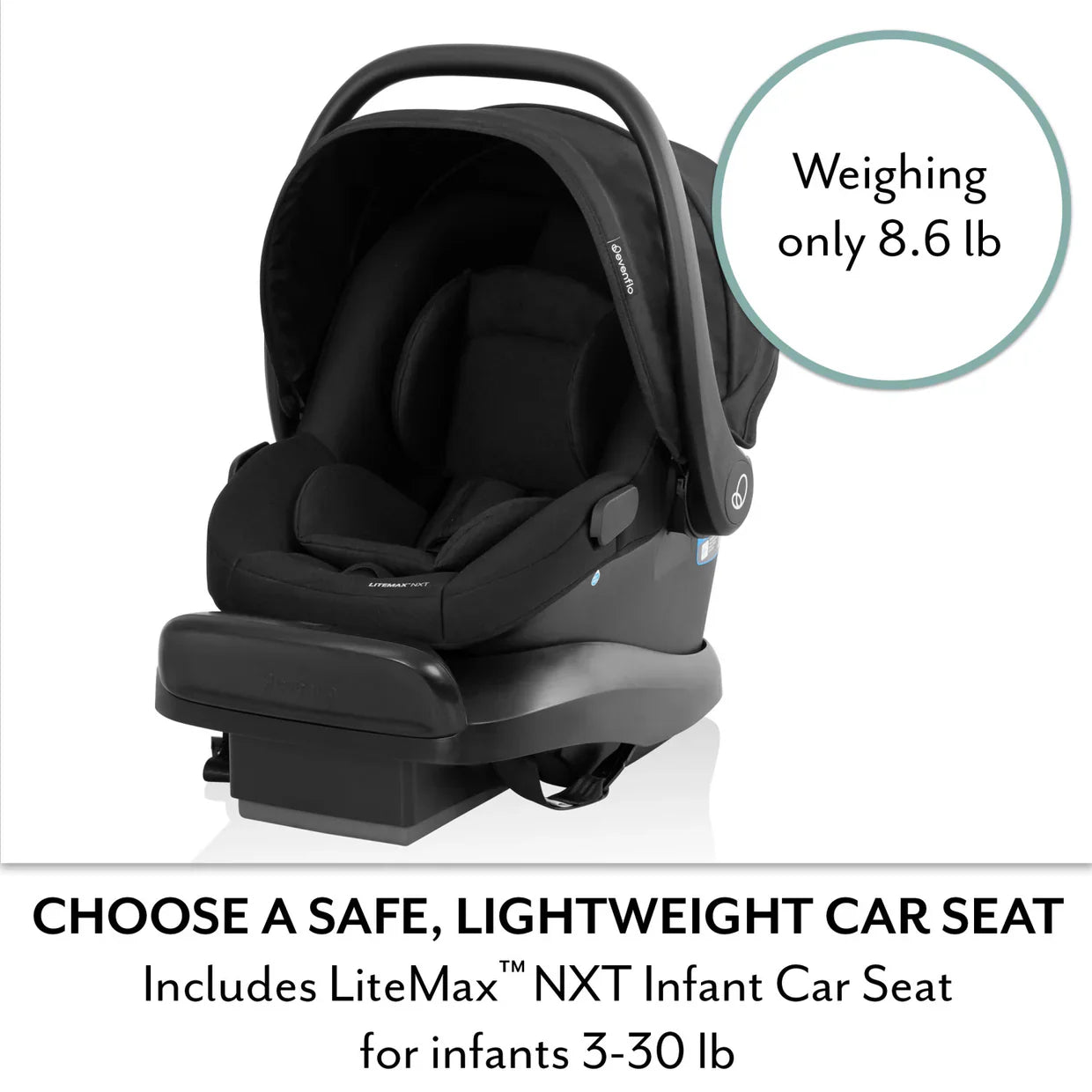 Evenflo Pivot Xpand NXT Travel System with LiteMax NXT Infant Car Seat | Single to Double Stroller