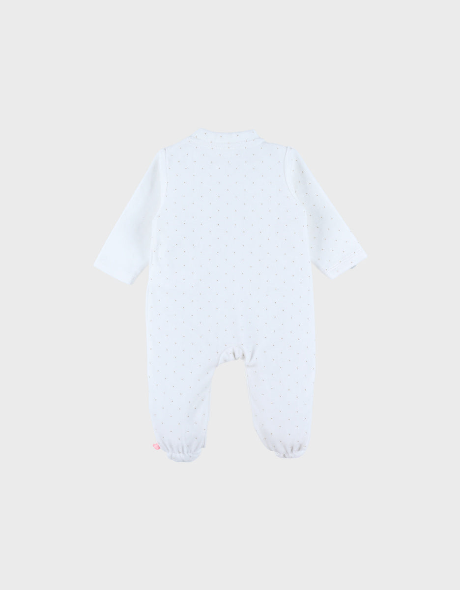 Noukie’s Lovely Bird Off-White Velour Baby Pajamas – Soft & Cozy
