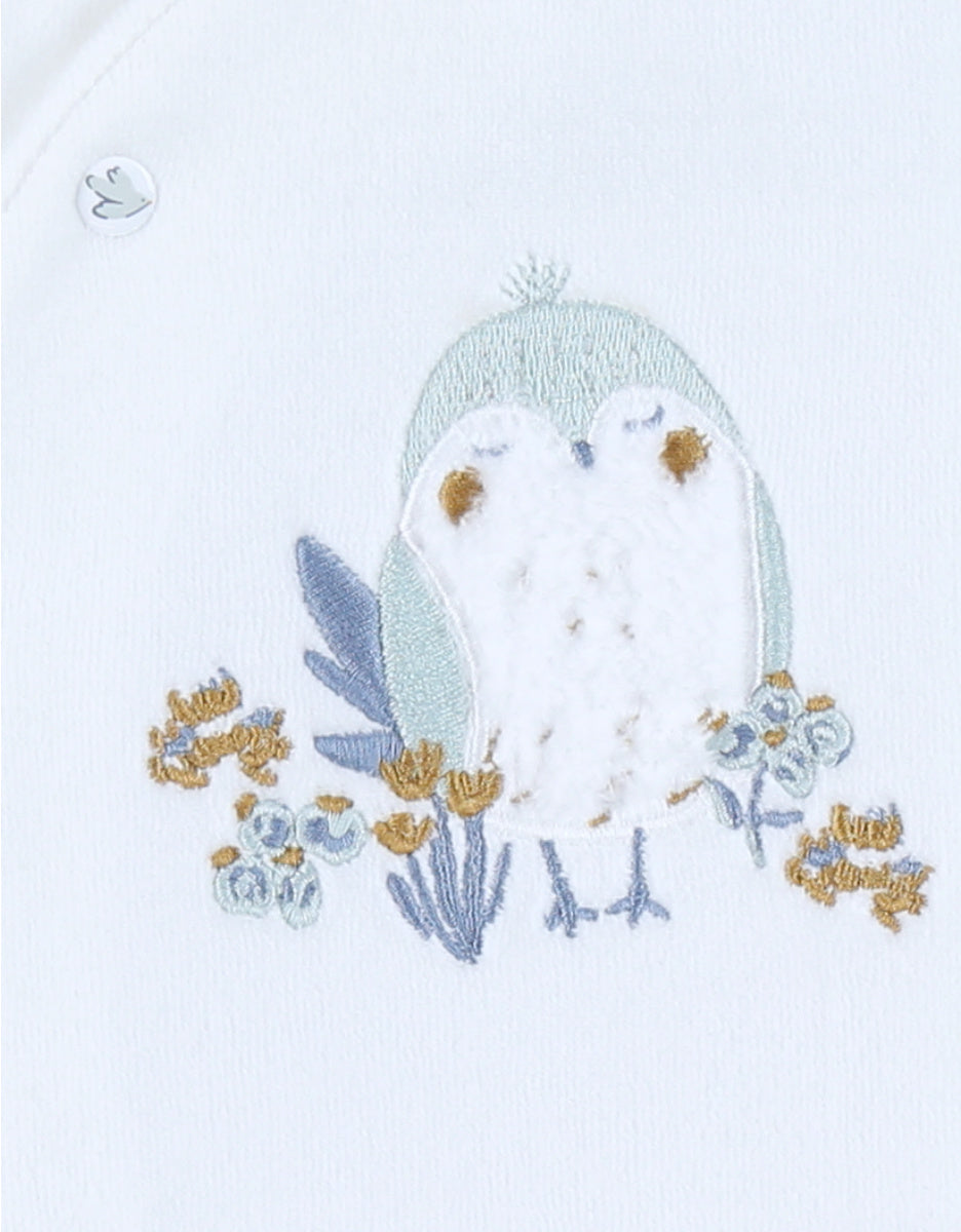 Noukie’s Lovely Bird Off-White Velour Baby Pajamas – Soft & Cozy