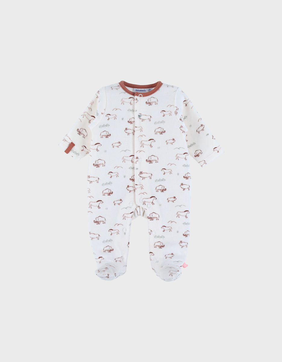 Noukie's Baby Velour Pyjamas – Mammoth Print