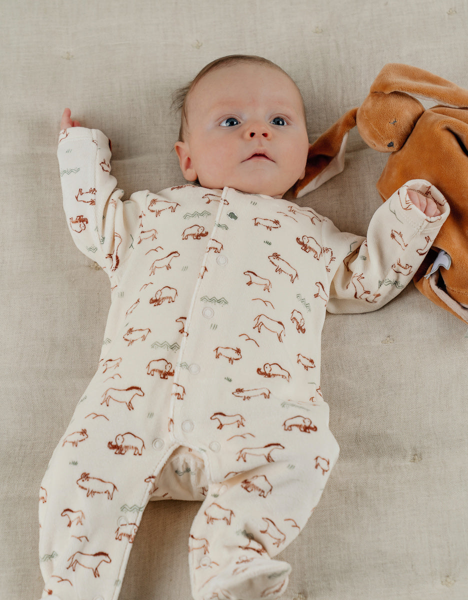 Noukie's Baby Velour Pyjamas – Mammoth Print