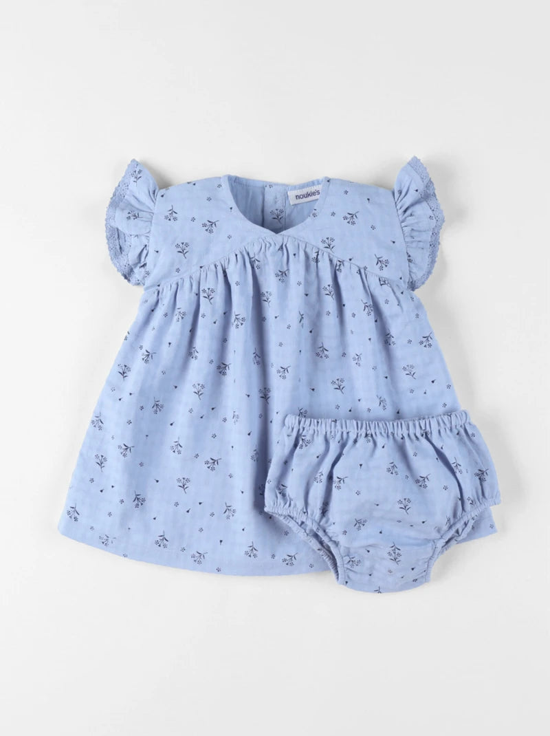 Nookies Dress With Bloomer Blue - Little Blue Flower (9M)
