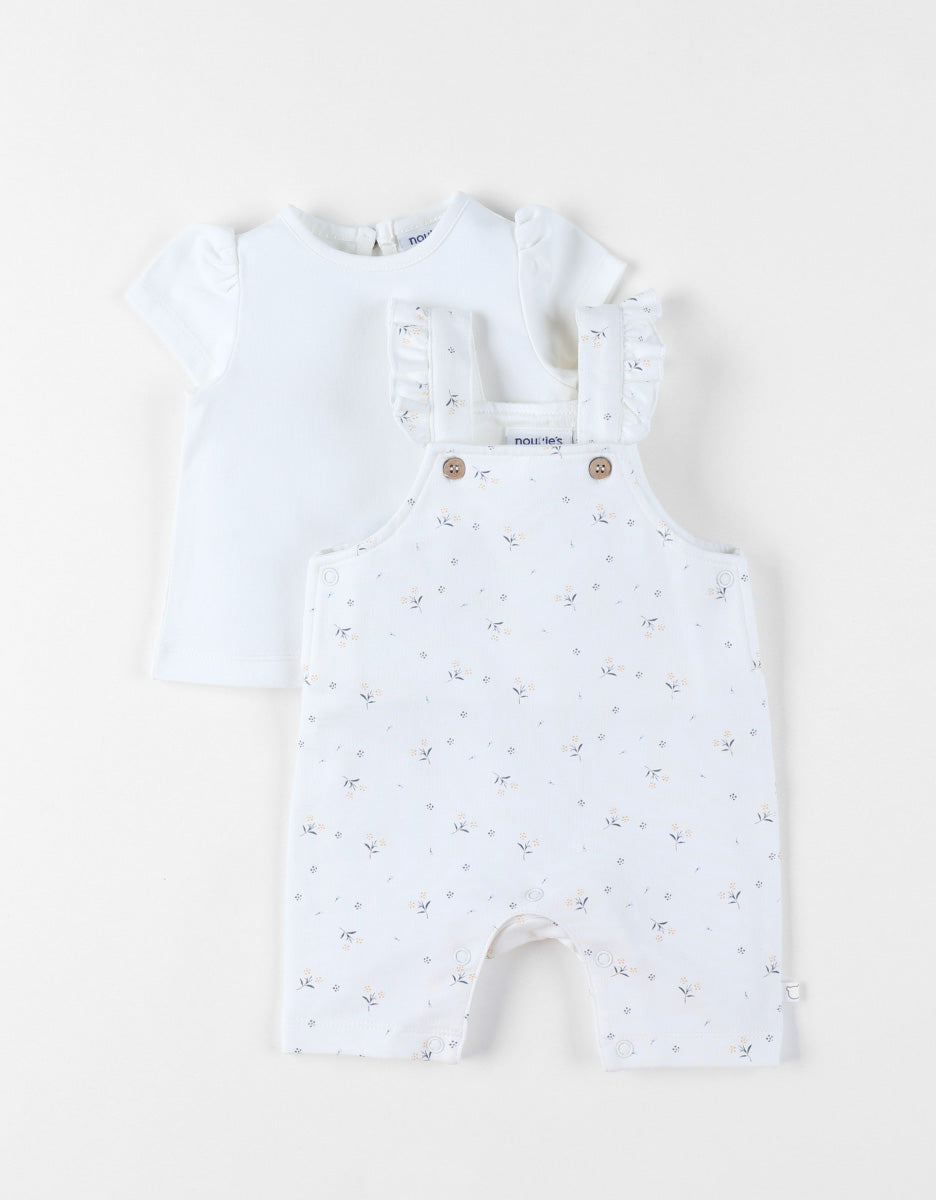 Nookies Set Dungarees With T-Shirt - Little Blue Flower 9M